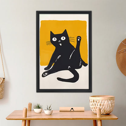 Playful Black Cat Minimalist Art Print|Liberty Signs #L388