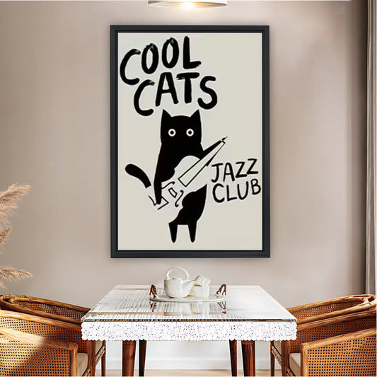 "Cool Cats Jazz Club" Black Cat Guitar Wall Art Print| Liberty Signs #L1605