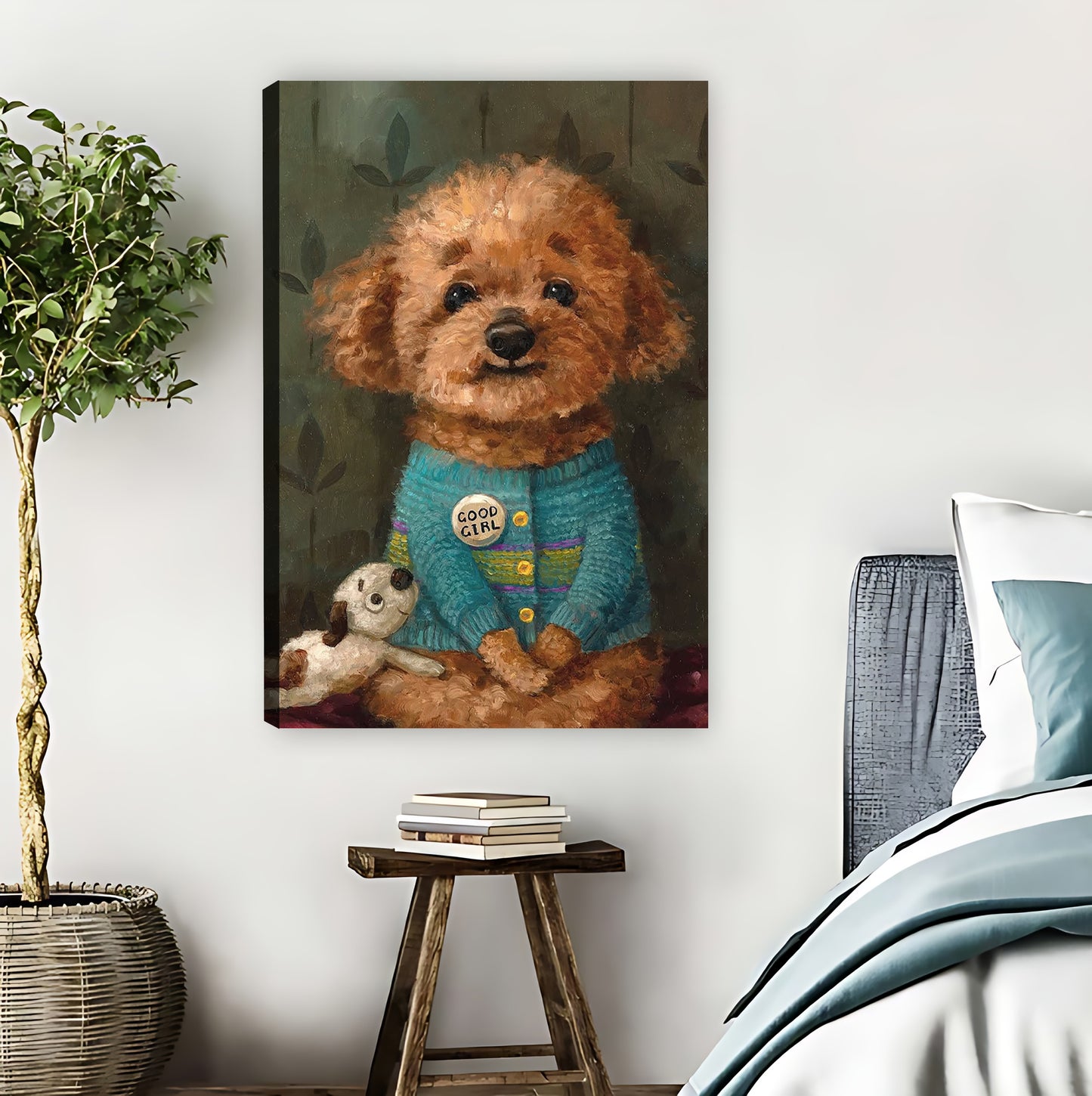 Fluffy Poodle Holding Stuffed Toy Cute Wall Art|Liberty Signs #L842