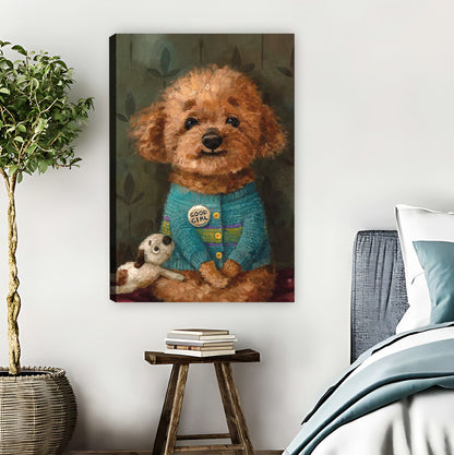 Fluffy Poodle Holding Stuffed Toy Cute Wall Art|Liberty Signs #L842