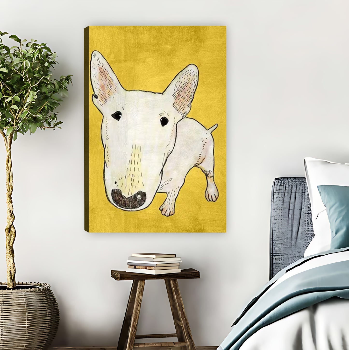 Minimalist Bull Terrier Art Print on Yellow| Liberty Signs #L1537