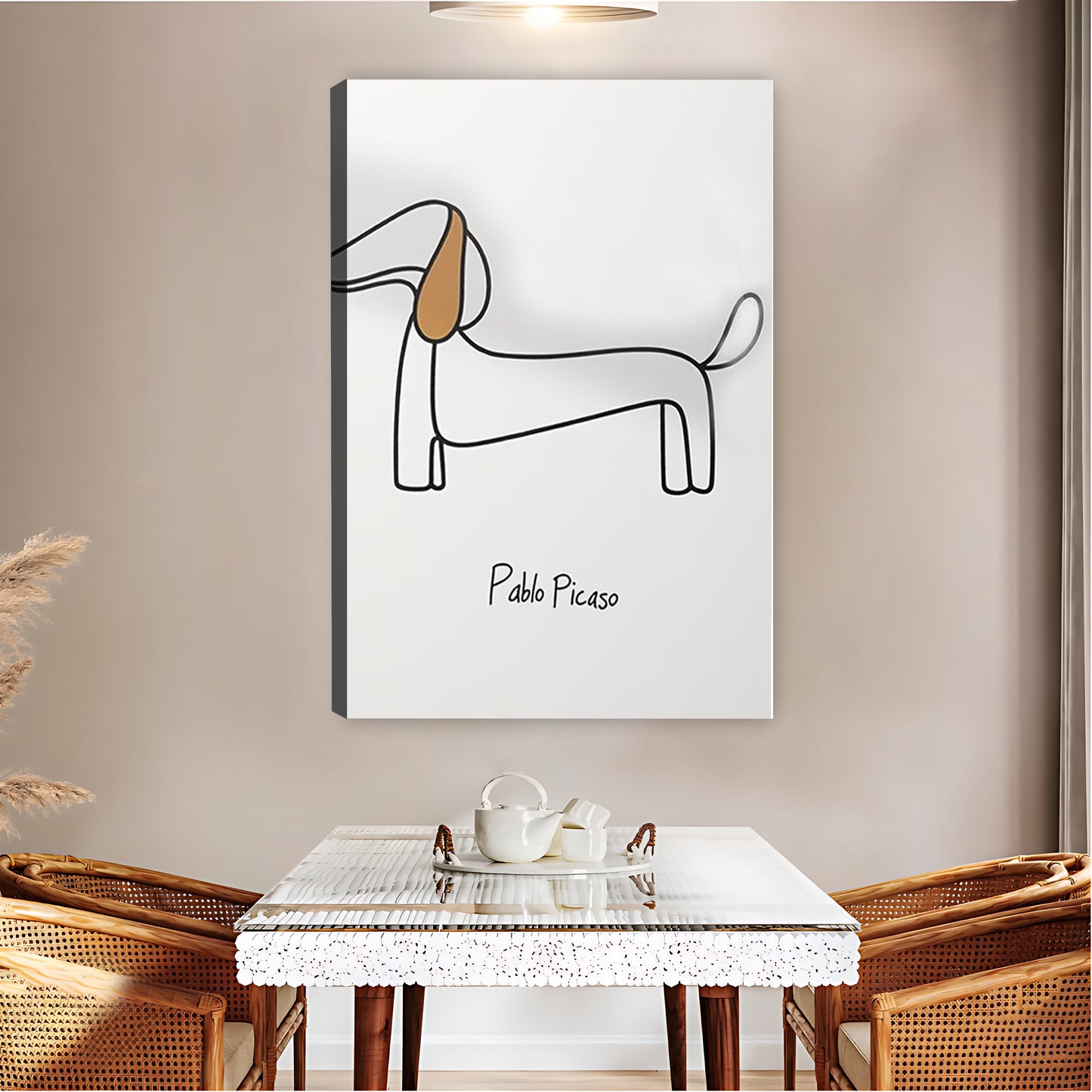 Minimalist Picasso-Style Dachshund Line Art Print| Liberty Signs #L1573