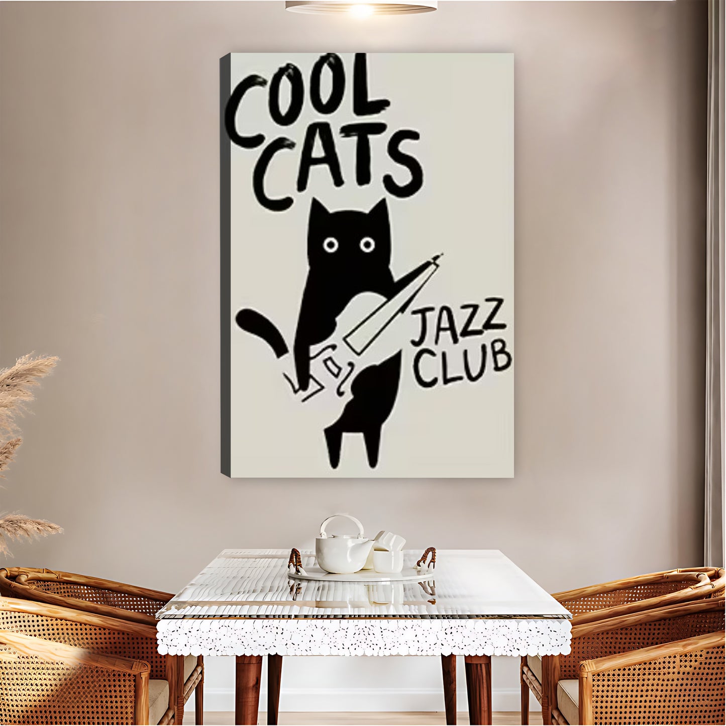 "Cool Cats Jazz Club" Black Cat Guitar Wall Art Print| Liberty Signs #L1605