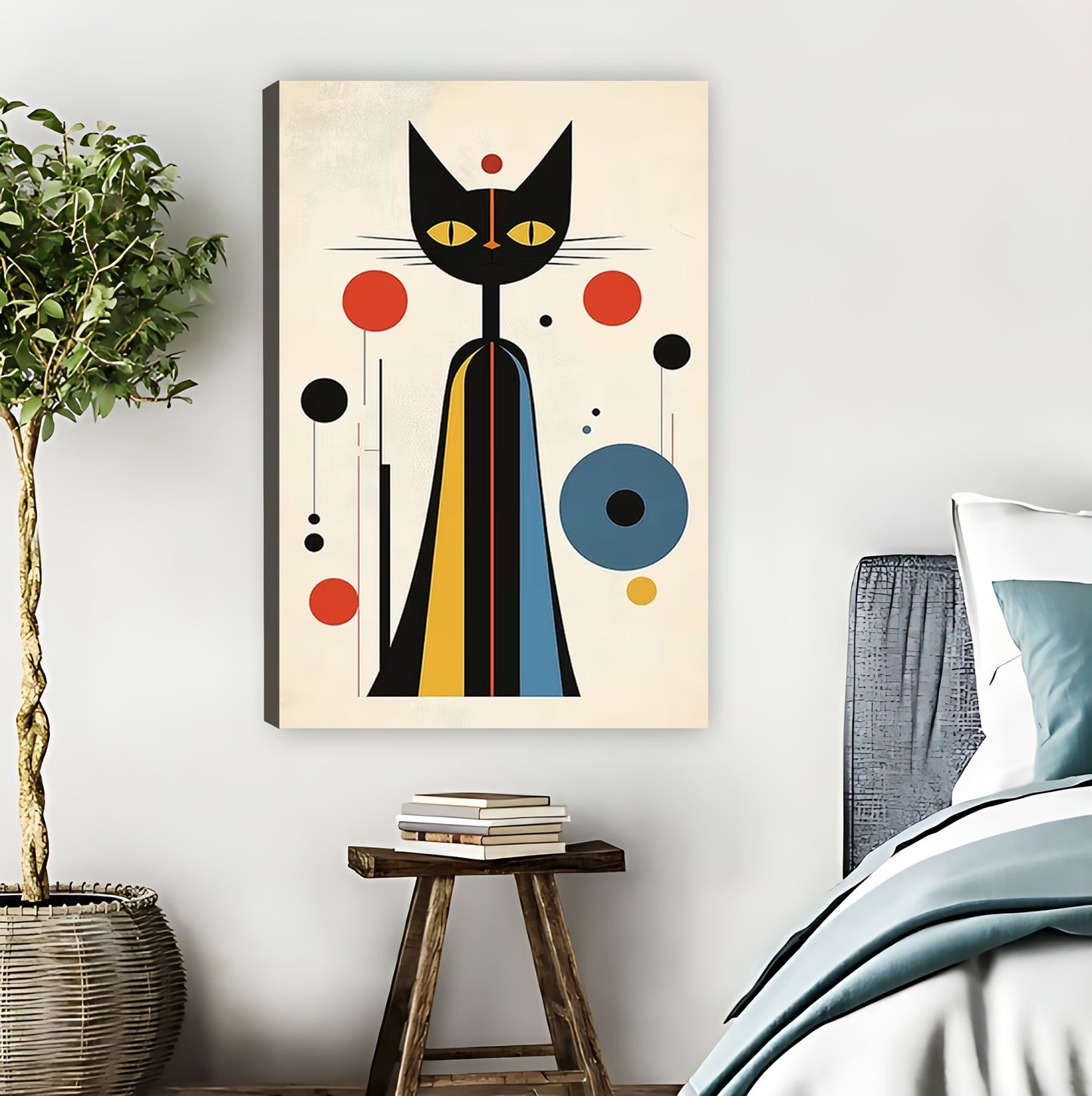 Mid-Century Geometric Black Cat Wall Art Print| Liberty Signs #L1594