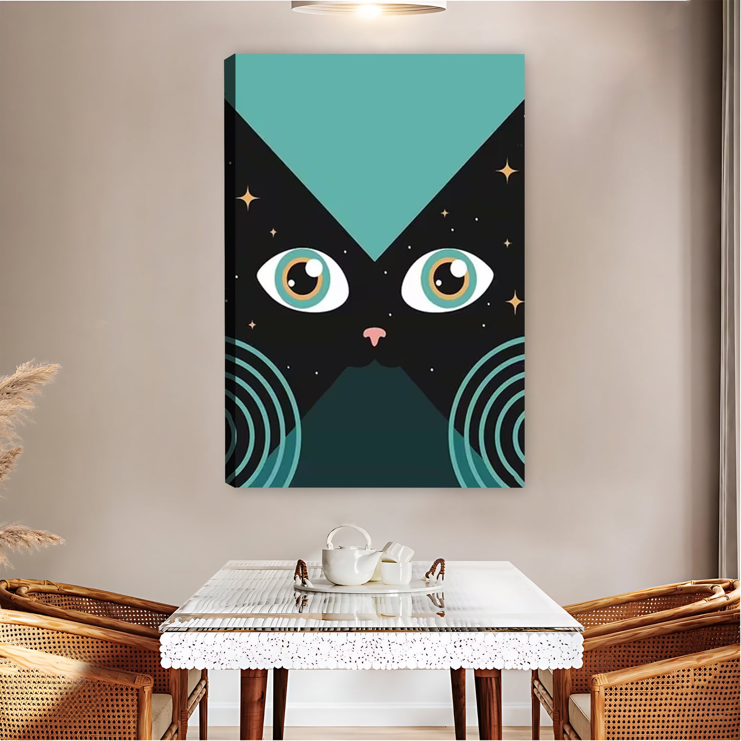 Trippy Cosmic Space Cat Geometric Wall Art Print| Liberty Signs #L1599