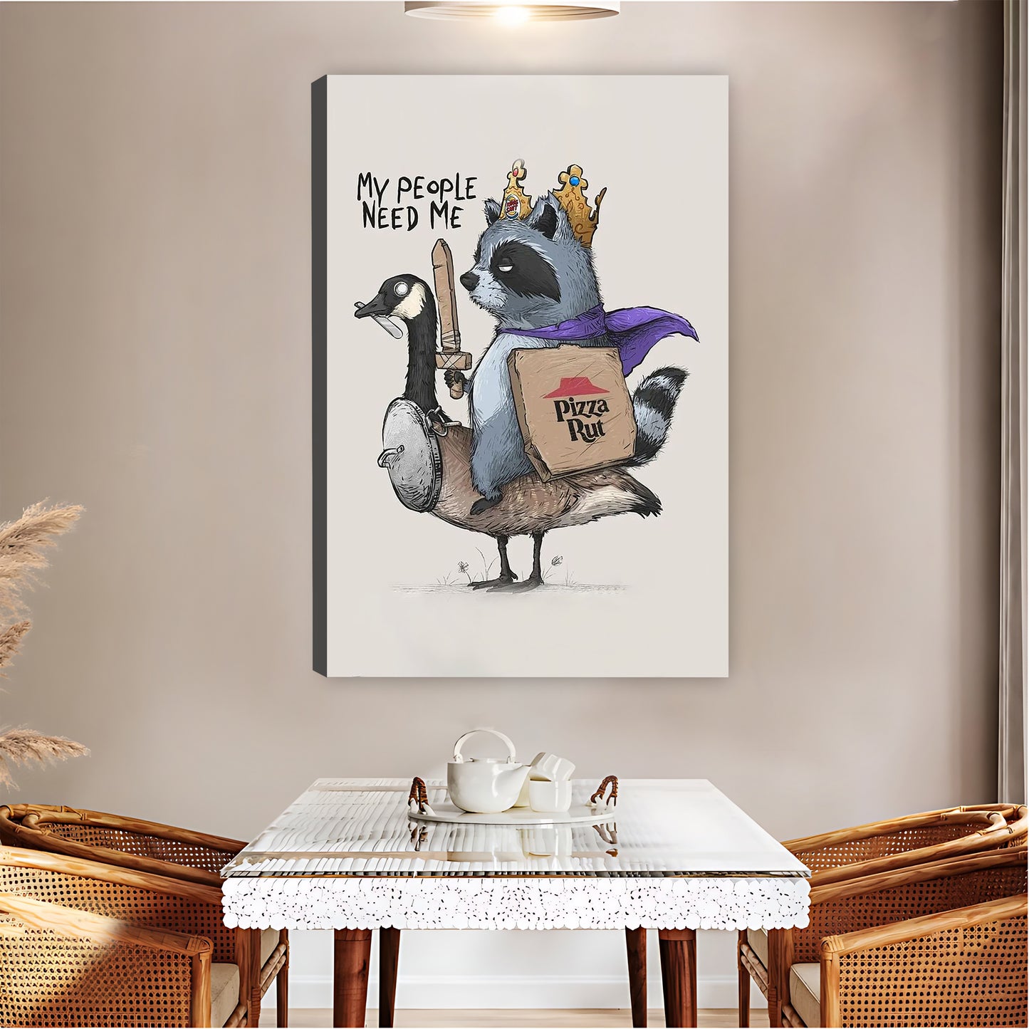 Raccoon Pizza Delivery on Goose Funny Wall Art|Liberty Signs #L836