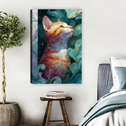 Whimsical Orange Cat in Floral Art Print|Liberty Signs #L802