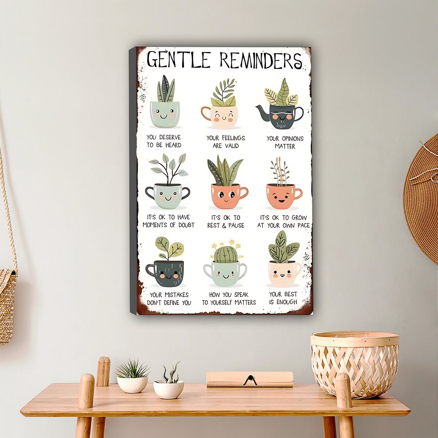 Gentle Reminders Plant Care Wall Art - Succulent & Cactus Canvas Print|Liberty Signs #L344