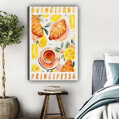 "Buongiorno Principessa" Italian Breakfast Art Print | Retro Kitchen Decor|Liberty Signs #L415