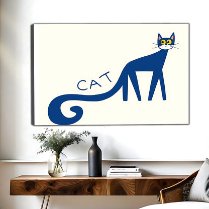 "CAT" Lettering Blue Cat Art Print | Modern Minimalist Pet Wall Decor|Liberty Signs #L522