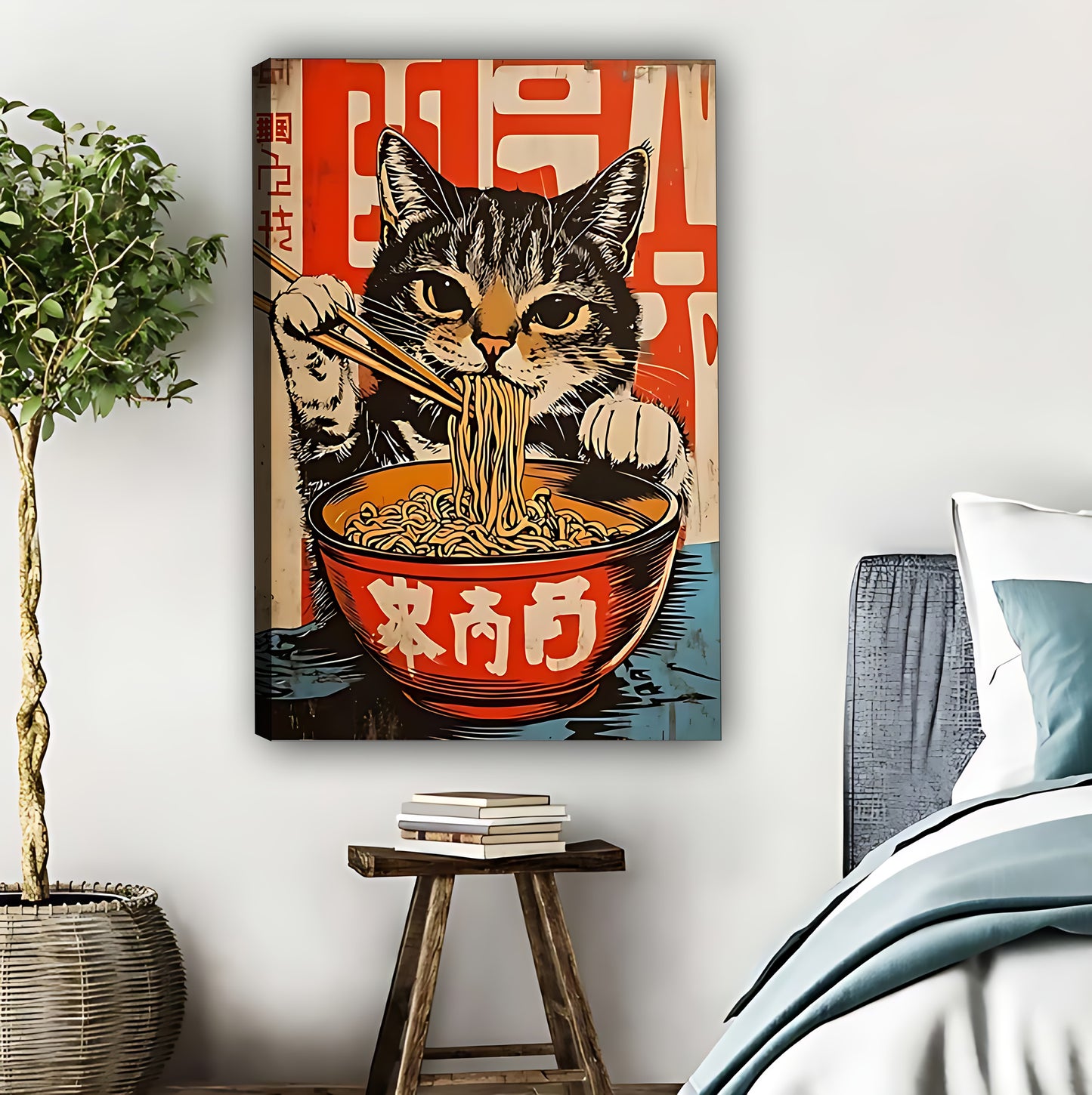 Retro Ramen Cat Japanese Food Poster|Liberty Signs #L403
