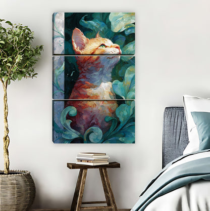 Whimsical Orange Cat in Floral Art Print|Liberty Signs #L802