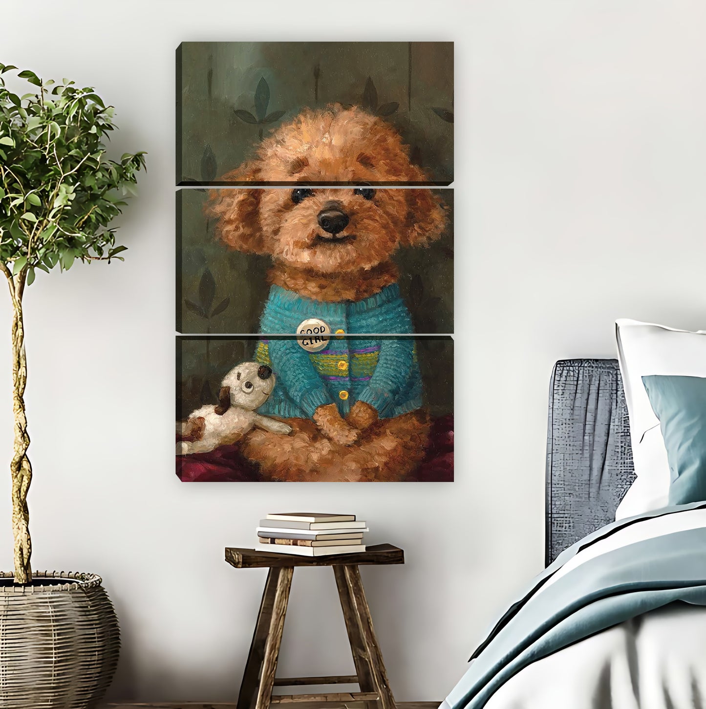 Fluffy Poodle Holding Stuffed Toy Cute Wall Art|Liberty Signs #L842