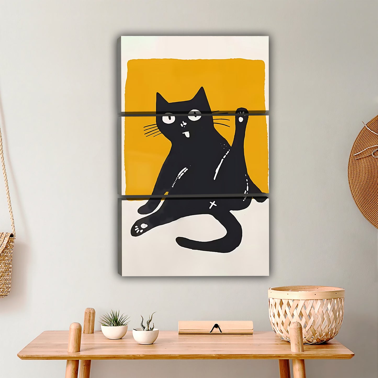 Playful Black Cat Minimalist Art Print|Liberty Signs #L388