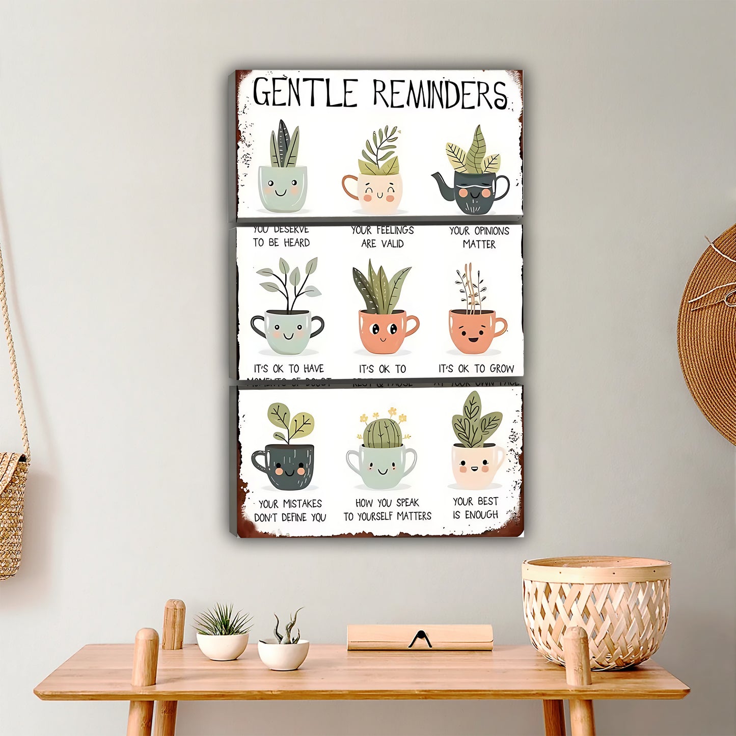 Gentle Reminders Plant Care Wall Art - Succulent & Cactus Canvas Print|Liberty Signs #L344