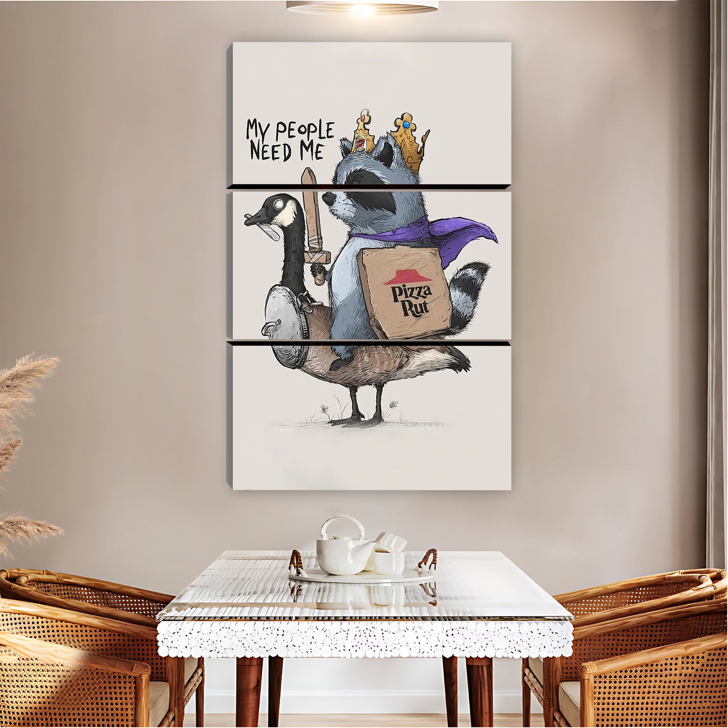 Raccoon Pizza Delivery on Goose Funny Wall Art|Liberty Signs #L836