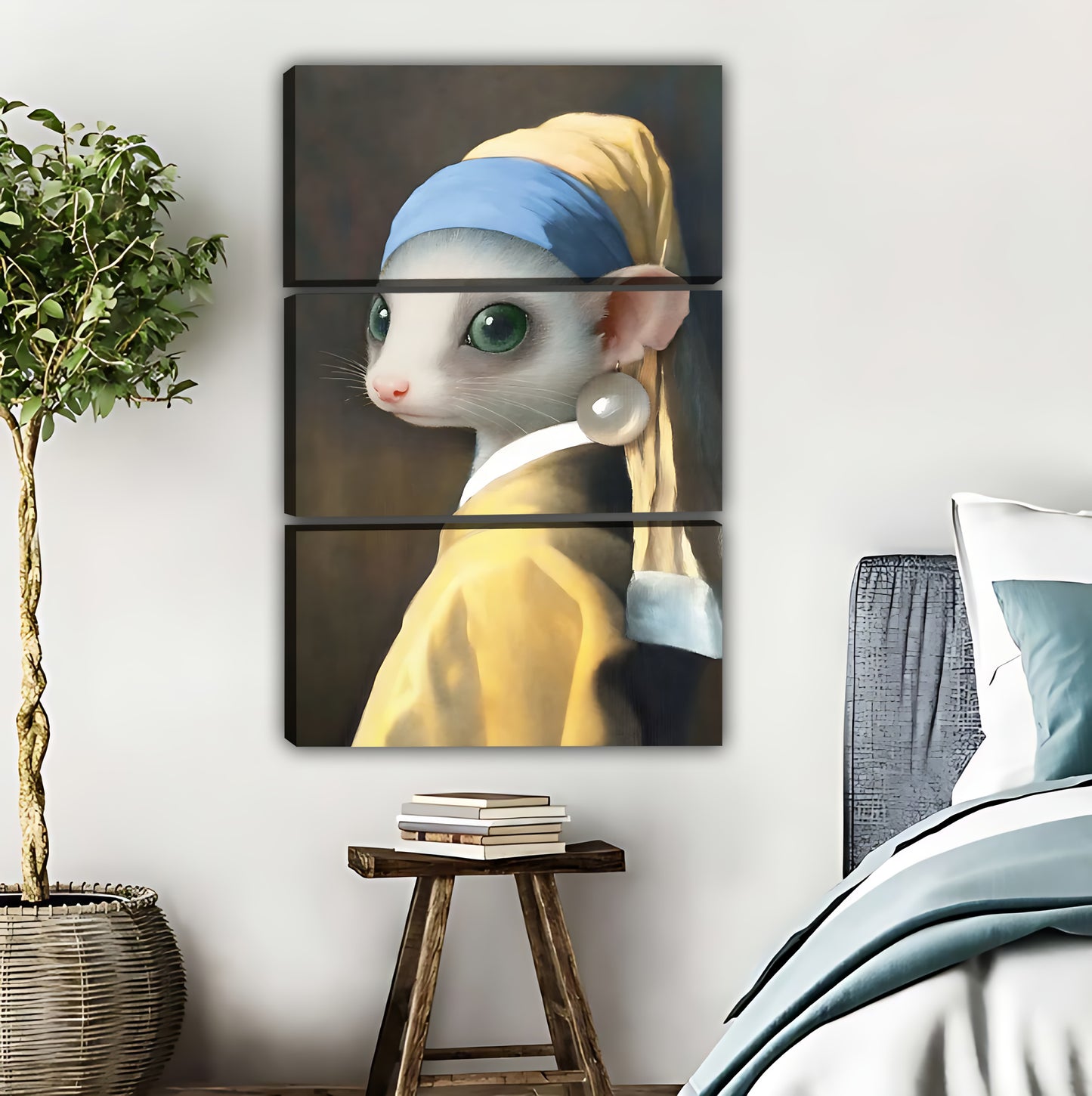 Mouse with a Pearl Earring | Vermeer Inspired Animal Art Print|Liberty Signs #L543