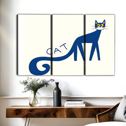 "CAT" Lettering Blue Cat Art Print | Modern Minimalist Pet Wall Decor|Liberty Signs #L522