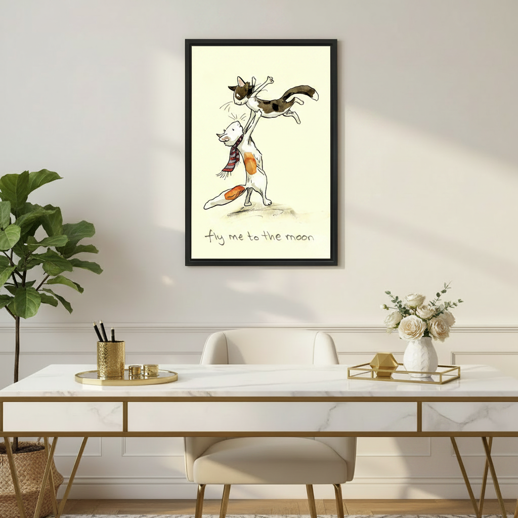 Funny Cat Wall Art Framed Canvas Print l2034