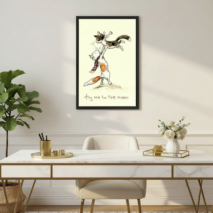 Funny Cat Wall Art Framed Canvas Print l2034