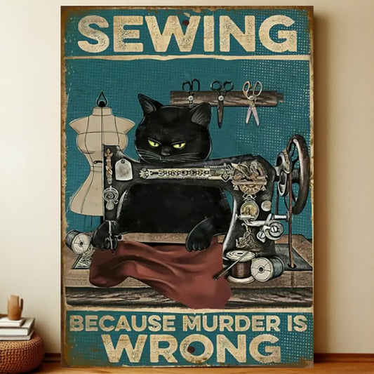 8x12 Cute Cat Metal Sign – Retro Tin Wall Art for Cat Lovers & Kitchens | Liberty Signs #2033