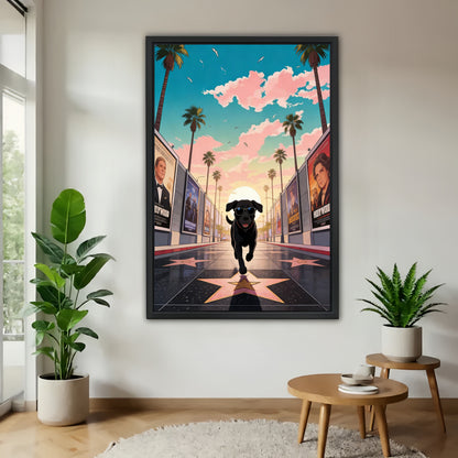 Hollywood Dog Canvas Wall Art - Cool Black Lab Print| Liberty Signs #L312