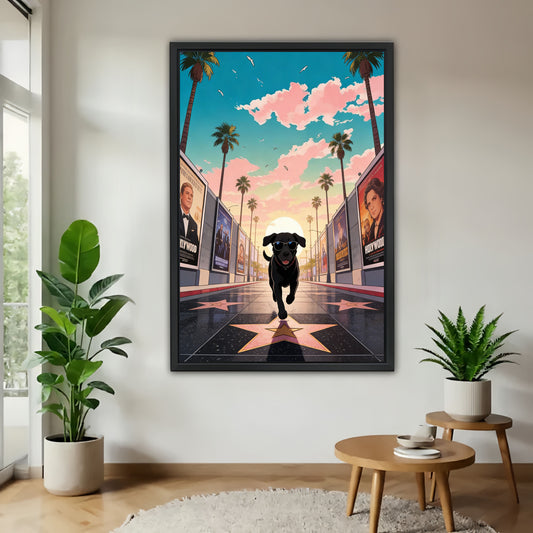 Hollywood Dog Canvas Wall Art - Cool Black Lab Print| Liberty Signs #L312