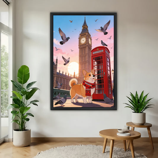 London Corgi Canvas Wall Art - Big Ben & Red Phone Booth|Liberty Signs#L313