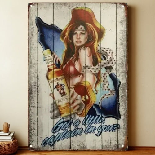 8x12 Pin-Up Girl Metal Sign – Retro Tin Wall Art for Garage & Bar Decor | Liberty Signs #3201
