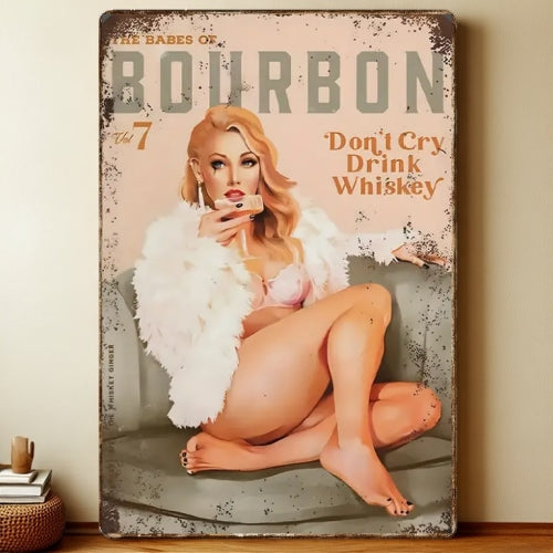 8x12 Pin-Up Girl Metal Sign – Retro Tin Wall Art for Garage & Bar Decor | Liberty Signs #3202