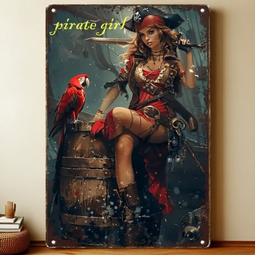 8x12 Pin-Up Girl Metal Sign – Retro Tin Wall Art for Garage & Bar Decor | Liberty Signs #3204