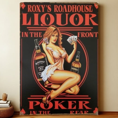 8x12 Pin-Up Girl Metal Sign – Retro Tin Wall Art for Garage & Bar Decor | Liberty Signs #3208
