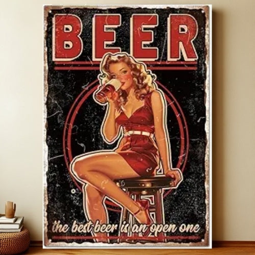 8x12 Pin-Up Girl Metal Sign – Retro Tin Wall Art for Garage & Bar Decor | Liberty Signs #3209