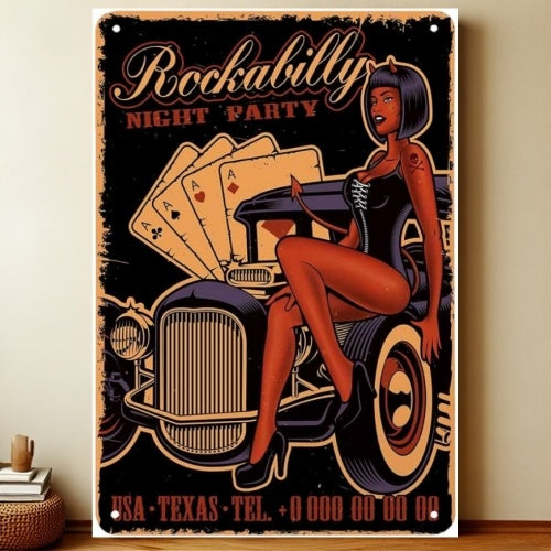 8x12 Pin-Up Girl Metal Sign – Retro Tin Wall Art for Garage & Bar Decor | Liberty Signs #3211