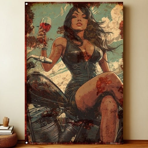 8x12 Pin-Up Girl Metal Sign – Retro Tin Wall Art for Garage & Bar Decor | Liberty Signs #3212