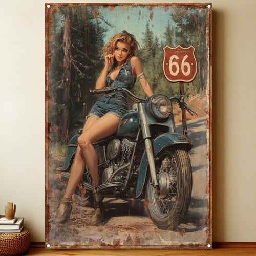 8x12 Pin-Up Girl Metal Sign – Retro Tin Wall Art for Garage & Bar Decor | Liberty Signs #3214