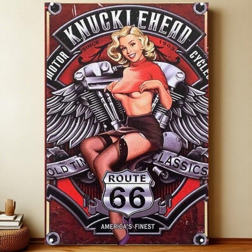 8x12 Pin-Up Girl Metal Sign – Retro Tin Wall Art for Garage & Bar Decor | Liberty Signs #3215