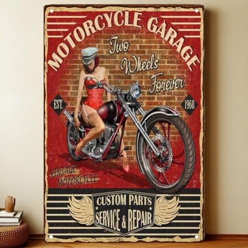 8x12 Pin-Up Girl Metal Sign – Retro Tin Wall Art for Garage & Bar Decor | Liberty Signs #3222