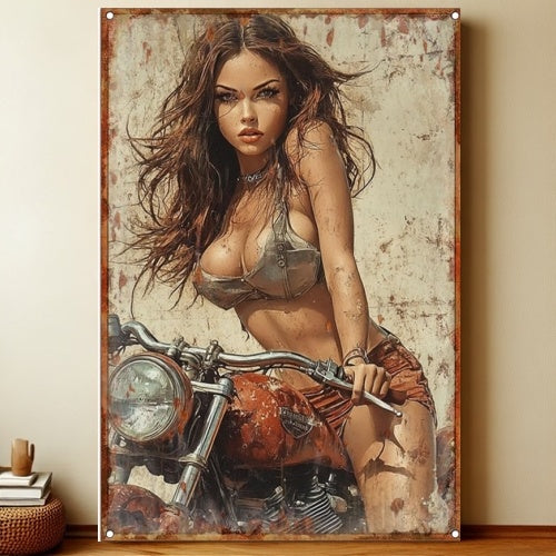 8x12 Pin-Up Girl Metal Sign – Retro Tin Wall Art for Garage & Bar Decor | Liberty Signs #3223