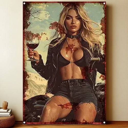 8x12 Pin-Up Girl Metal Sign – Retro Tin Wall Art for Garage & Bar Decor | Liberty Signs #3224