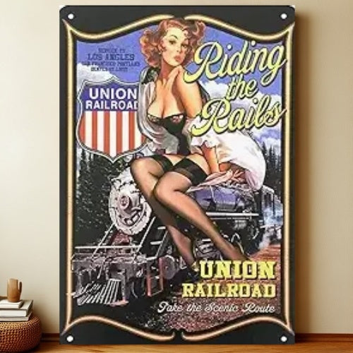 8x12 Pin-Up Girl Metal Sign – Retro Tin Wall Art for Garage & Bar Decor | Liberty Signs #3226