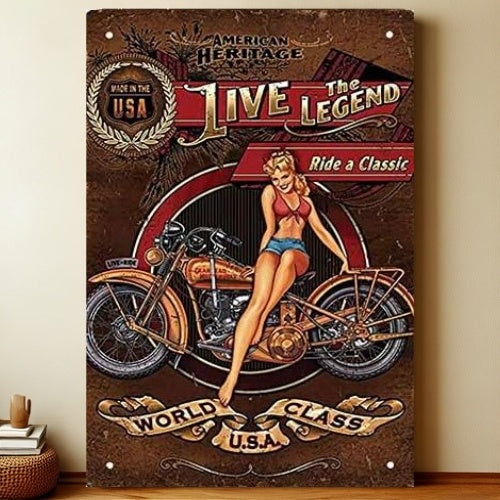 8x12 Pin-Up Girl Metal Sign – Retro Tin Wall Art for Garage & Bar Decor | Liberty Signs #3227