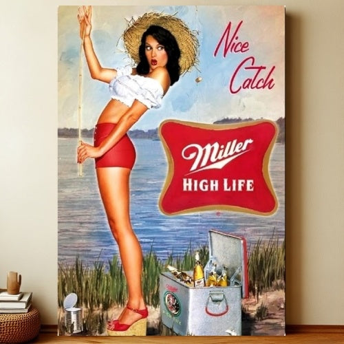 8x12 Pin-Up Girl Metal Sign – Retro Tin Wall Art for Garage & Bar Decor | Liberty Signs #3230
