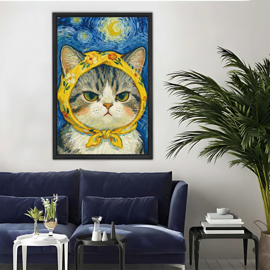 Van Gogh Starry Night Cat Canvas Wall Art|Liberty Signs#L326