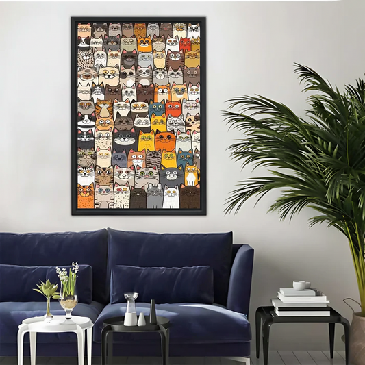 Colorful Cats Collage Canvas Wall Art - Multi Cat Pattern|Liberty Signs#L329
