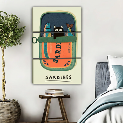 Cat and Sardines Wall Art - Funny Kitchen Poster|Liberty Signs #L471