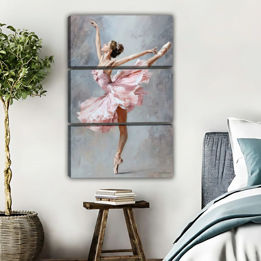 Pink Ballerina Art Print - Elegant Ballet Dancer Canvas Wall Art|Liberty Signs #L617