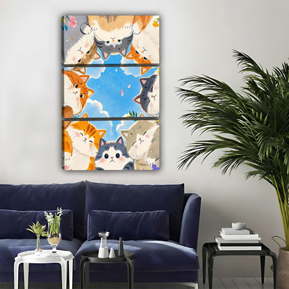 Cats Looking Down Canvas Print - Cute Kitten Circle Wall Art|Liberty Signs #L357