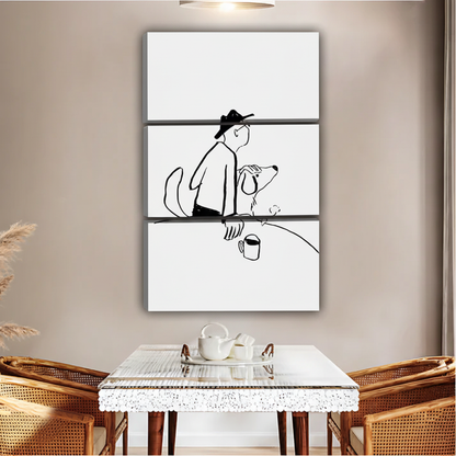 Man and Dog Coffee Moment Art Print - Minimalist Line Drawing|Liberty Signs #L516
