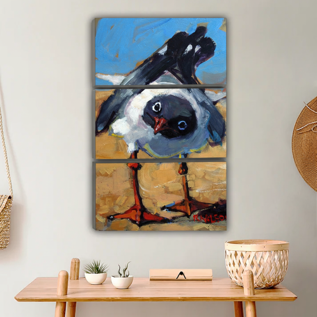 Whimsical Seagull Wall Art - Coastal Bird Canvas Print|Liberty Signs #L632